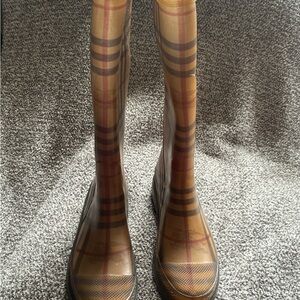 Plaid Knee-High Rain Boots